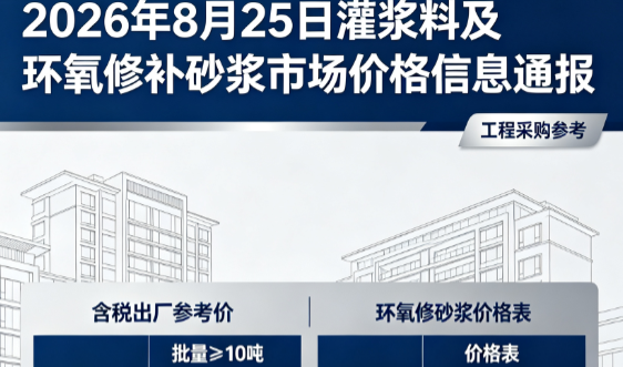 任城2026年8月25日灌浆料及环氧修补砂浆市场价格信息通报
